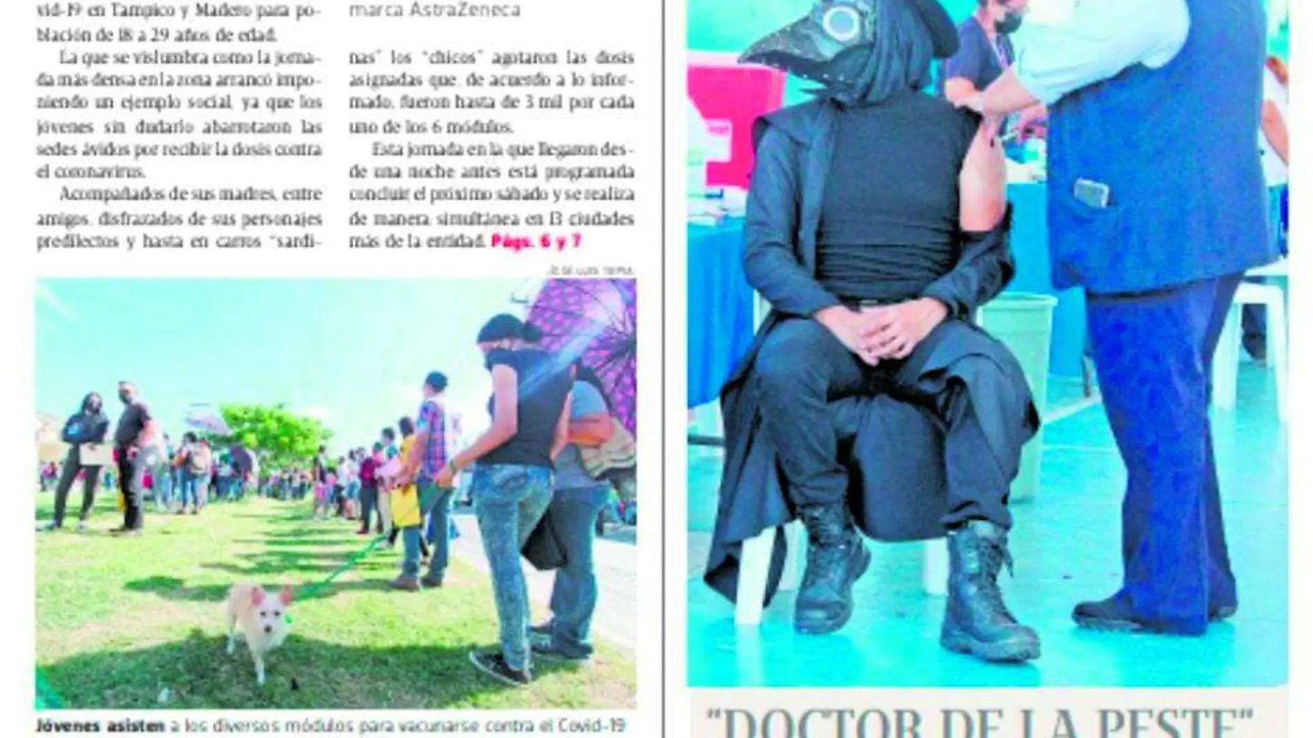 La vacunación de la máscara de “La Peste Negra” fue portada en EL SOL DE TAMPICO